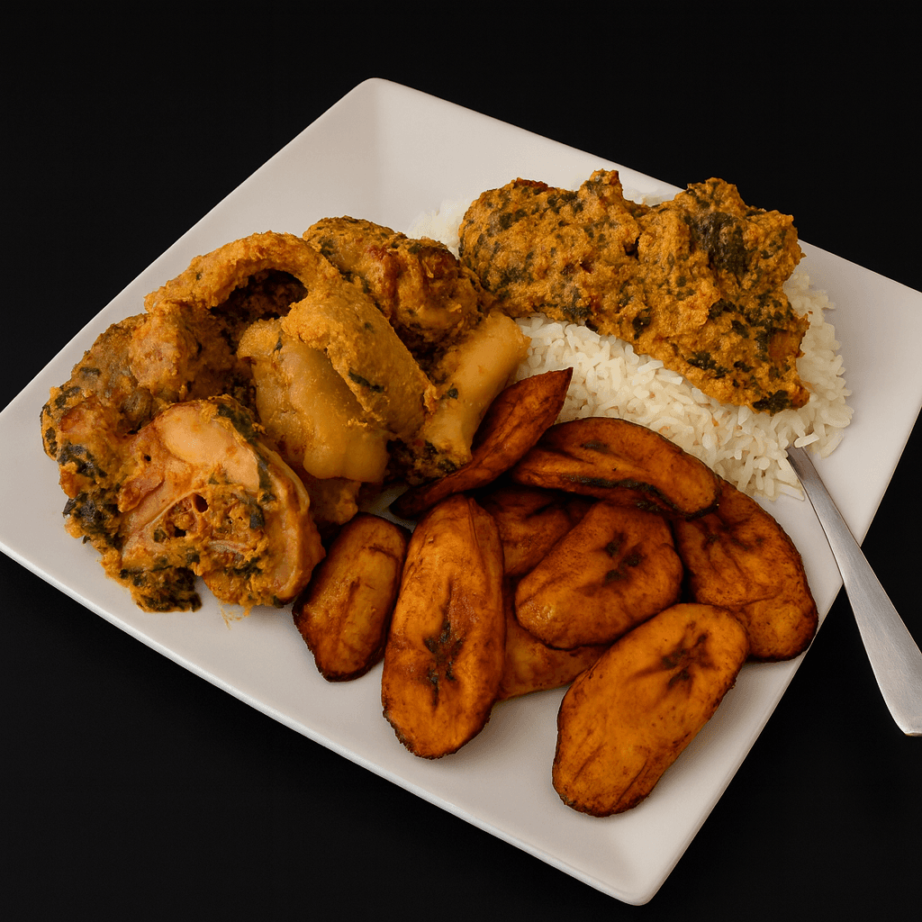 Assorted Nigerian dishes for a food tray order from De Dem's Restaurant in Ajah
